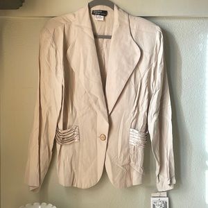 Vintage Dawn Joy Fashions cream fancy button front blazer jacket